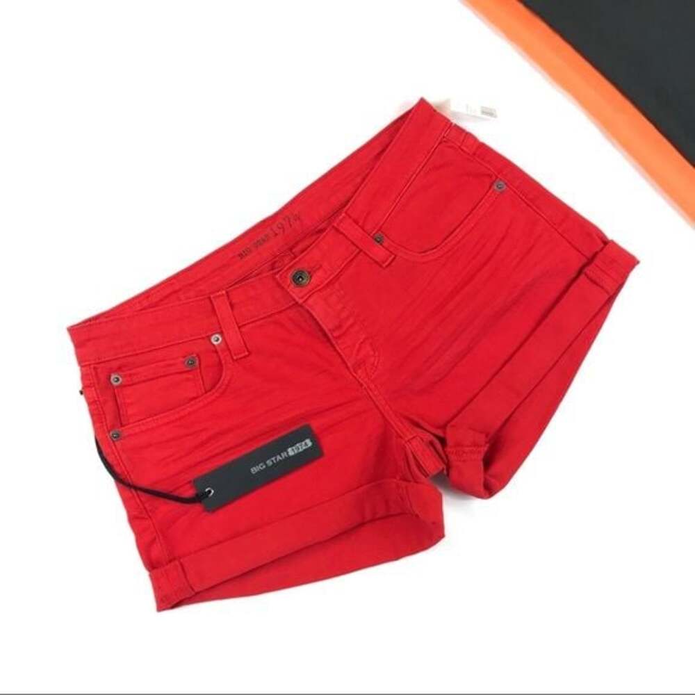 Big Star Red 1974 Denim Shorts with Rolled Cuff - size 30